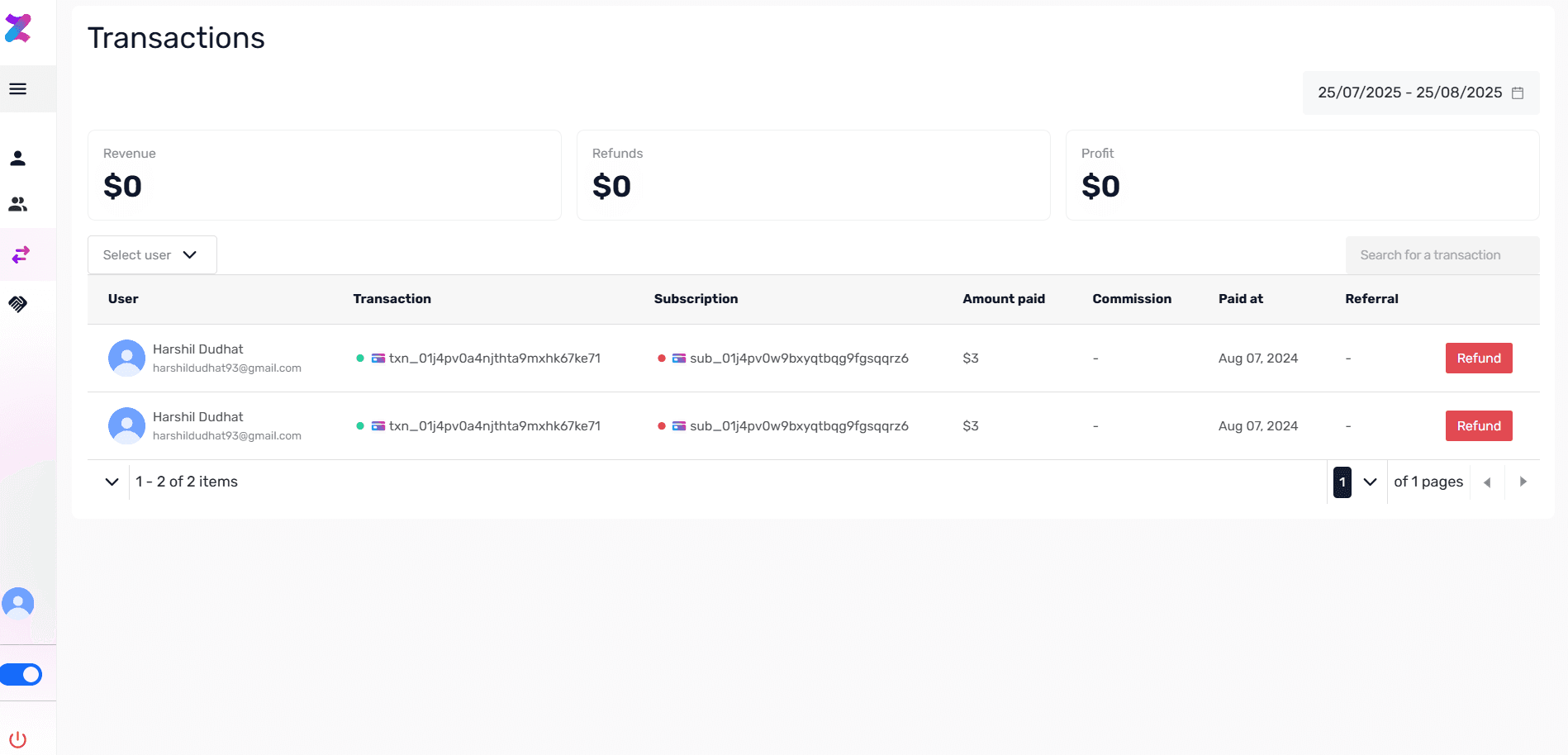Transaction History