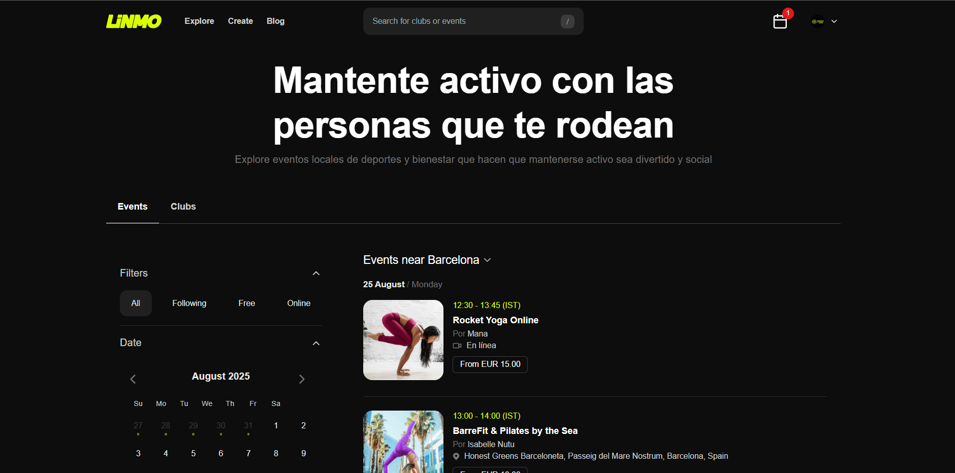 Linmo - Sports & Fitness Events Platform